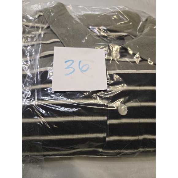 Nike Golf Mens Polo Shirt Large 100% Cotton Steiped Browns Embroidered Swoosh - Picture 8 of 8